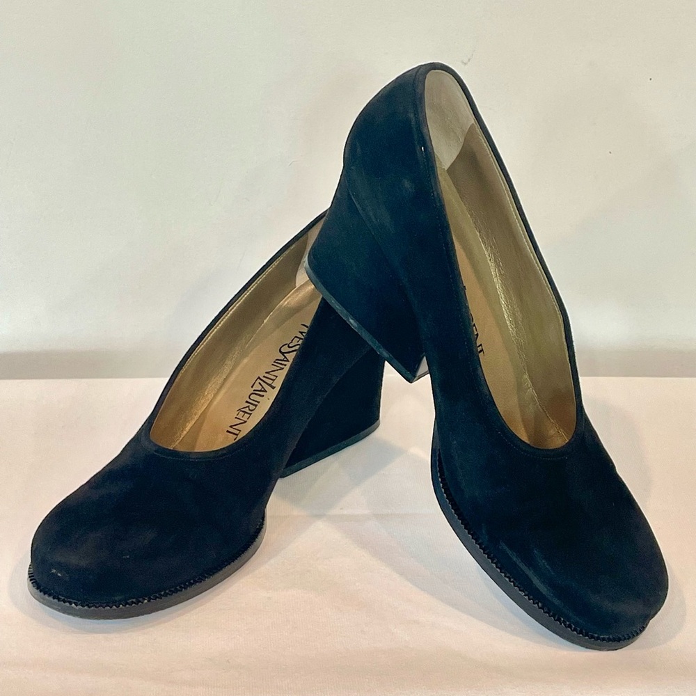 Yves Saint Laurent suede platform pumps, black, GUC, 6.5 (runs small) - Picture 4 of 11